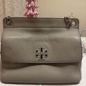 Tory Burch Taupe Leather Shoulder Bag